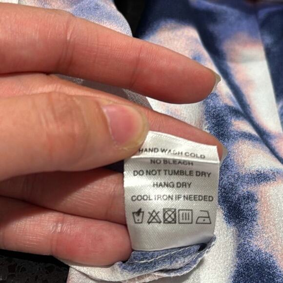 B35 Superdown Revolve Womens Blue Pink Tie Dye Waist Wide Leg Pants Size Small - Picture 5 of 5